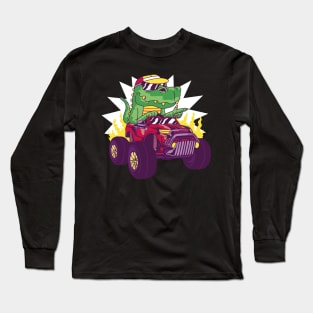 t-rex-dinosaur-driving-car Long Sleeve T-Shirt